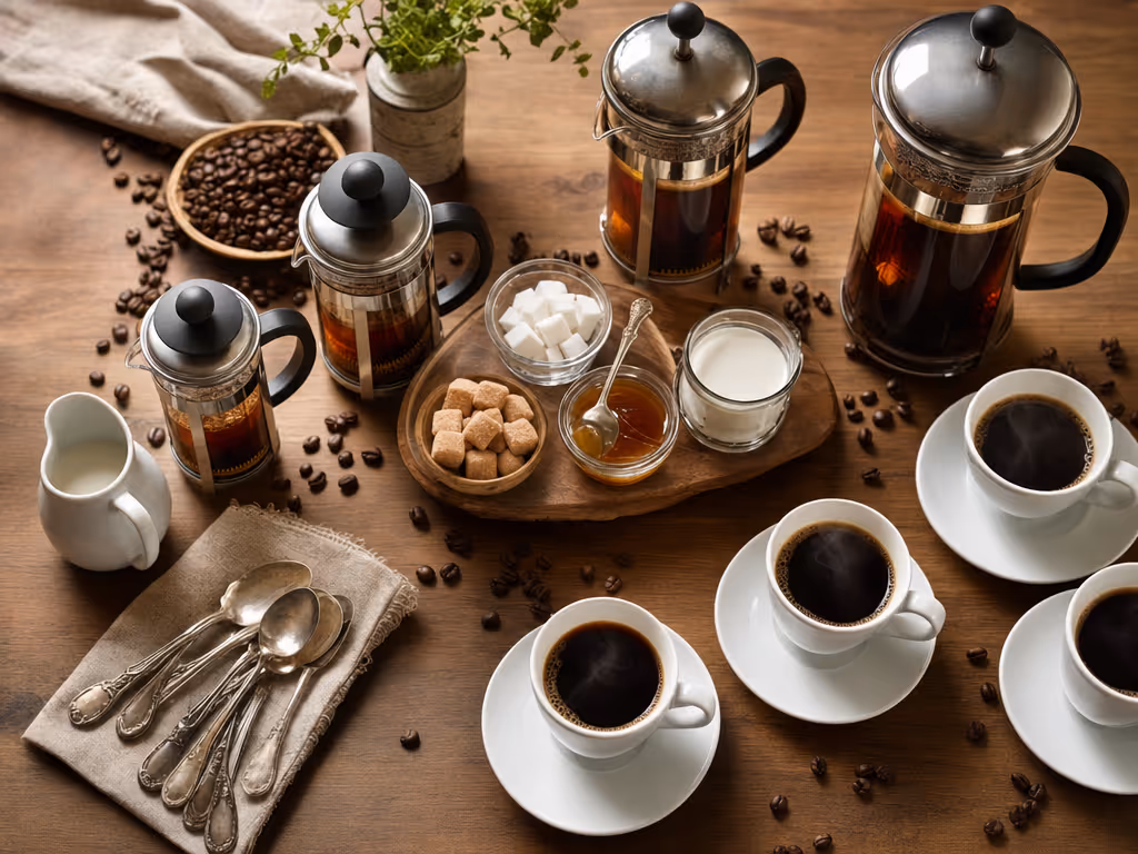 french_press_coffee_service_station_with_cups_spoons_and_condiments